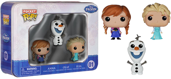 Elsa, Anna And Olaf Pocket Pop 3-pack Tin - Funko Frozen Pocket Pop! Mini Vinyl Figure Tin (3-pack) (584x272), Png Download
