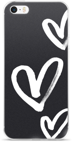 Hearts On Black Iphone Case - Iphone (690x690), Png Download