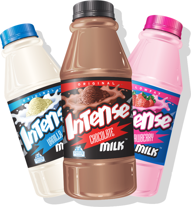 Vanilla, Chocolate, And Strawberry Intense Milk - Vanilla Chocolate Strawberry Milk (760x822), Png Download