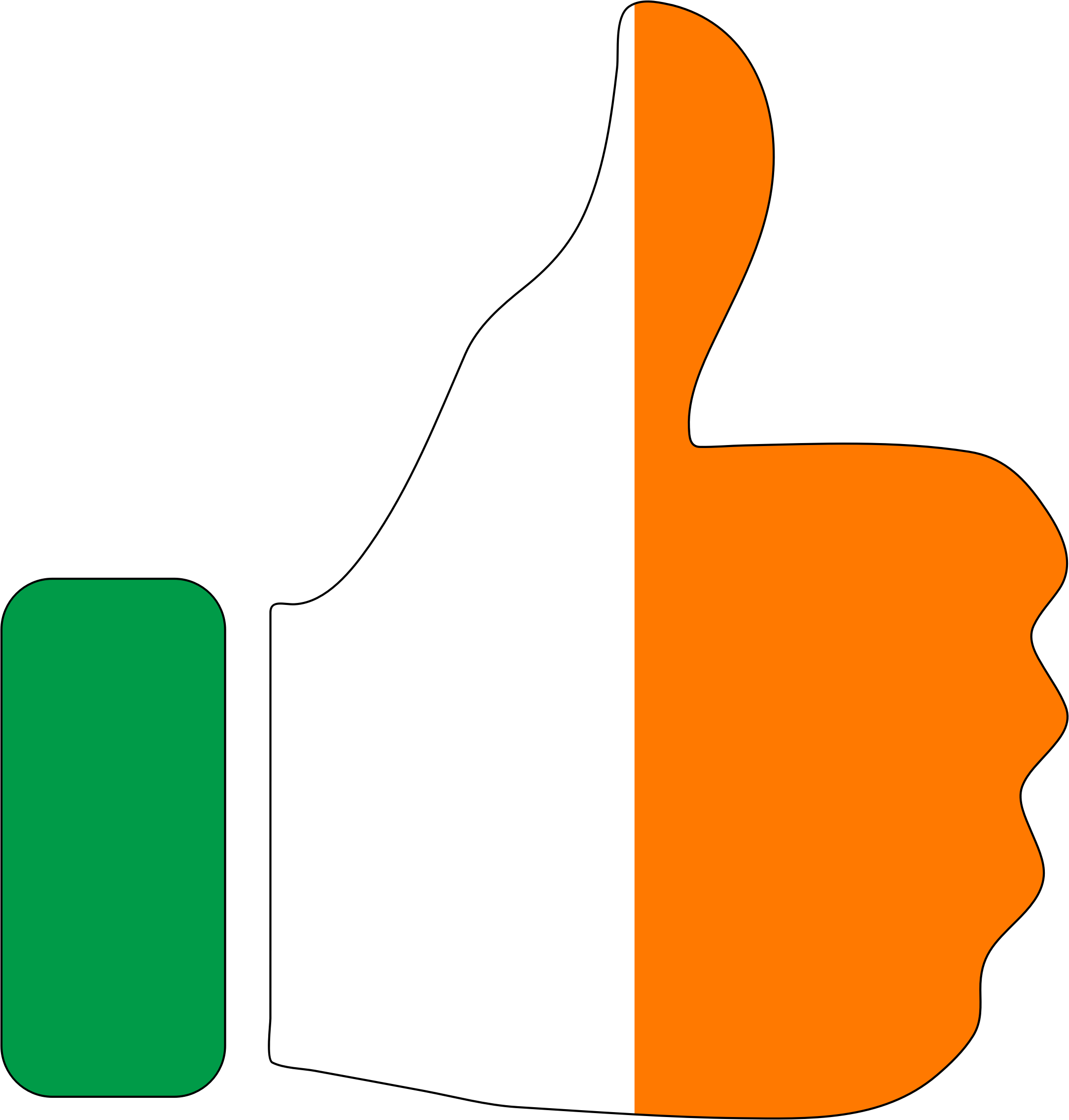 Thumbs Up Ireland Icons Png Free And - Big Orange Thumbs Up (2164x2264), Png Download