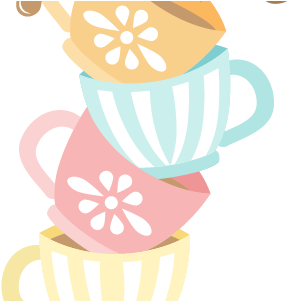 Tea Party Png - Stacked Tea Cups Clipart (432x300), Png Download