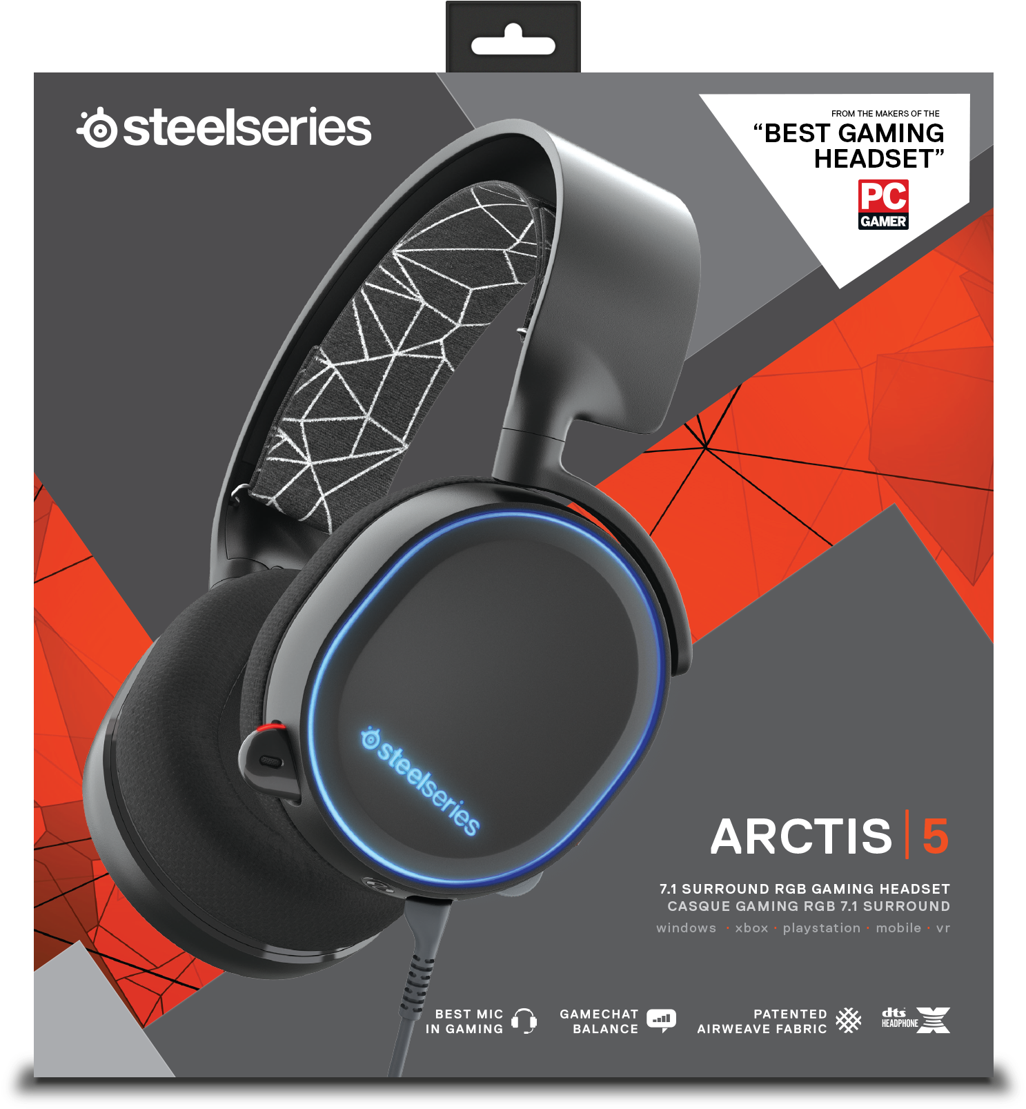 Steelseries Arctis 5 Ice Wired Gaming Headset 7 1 Music - Headset Steelseries Arctis 7 (4000x2300), Png Download