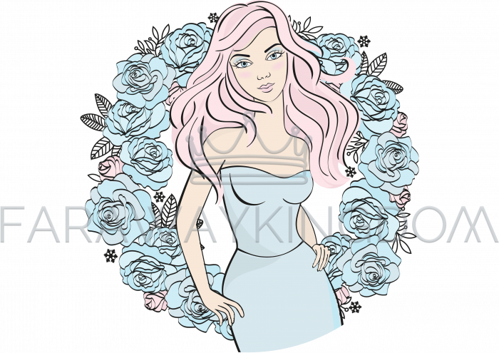 Winter Portrait Floral Wreath Girl Vector Illustration - Illustration (700x495), Png Download