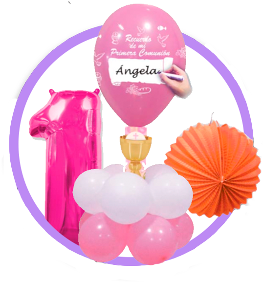 Globos - Decoración - Decoracion De Comunion Para Mesa (560x599), Png Download
