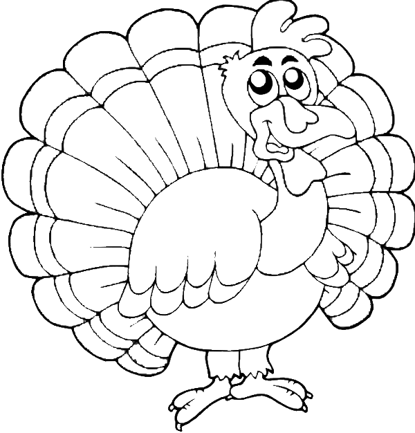 Turkey Happy Thanksgiving Coloring For Kids Thanksgiving - Coloring Pages Of A Turkey Thanksgiving (600x626), Png Download