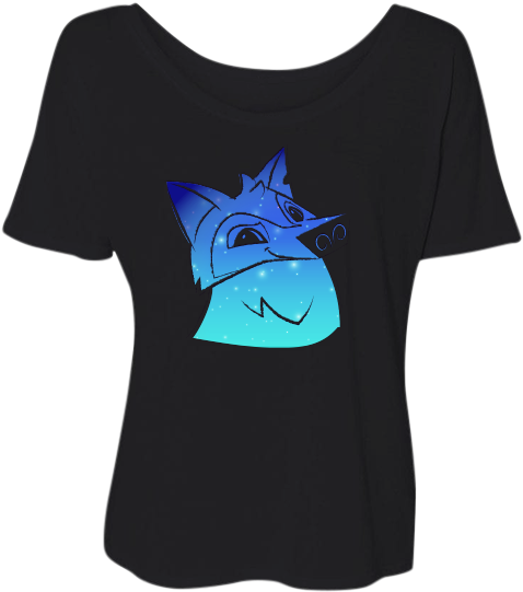 Starry Sky Wolf Slouchy Tee - Cartoon (500x700), Png Download