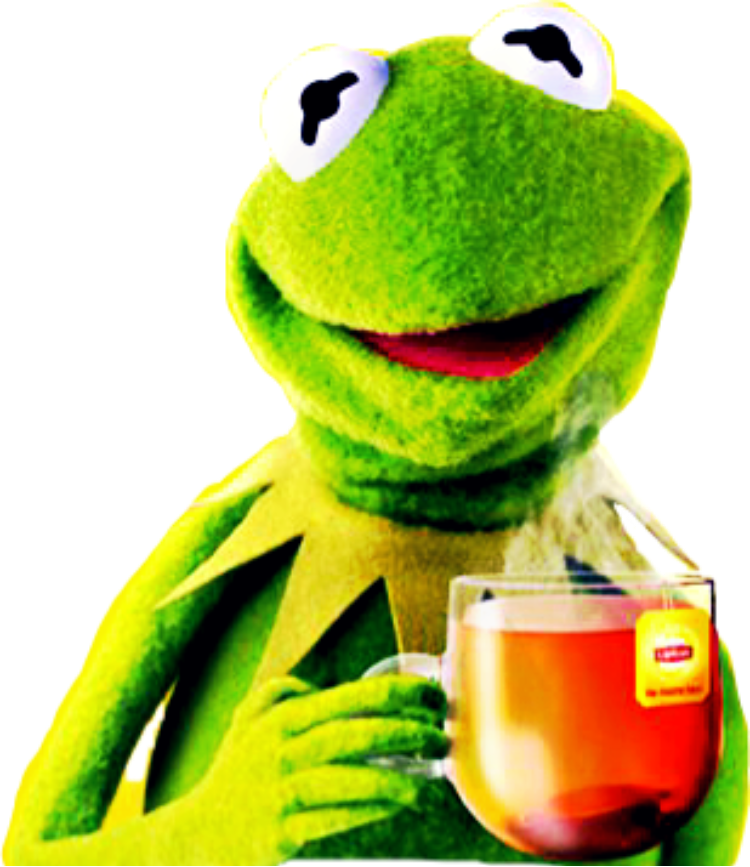 Kermitthefrog Kermit Lipton Icedtea Green Frog Sticker - Kermit The Frog Black And White (750x867), Png Download