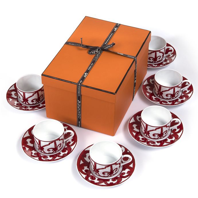 Stylish Set Of Hermes 6 Cups & Saucers 'balcon Du Guadalquivir' - Saucer (750x750), Png Download