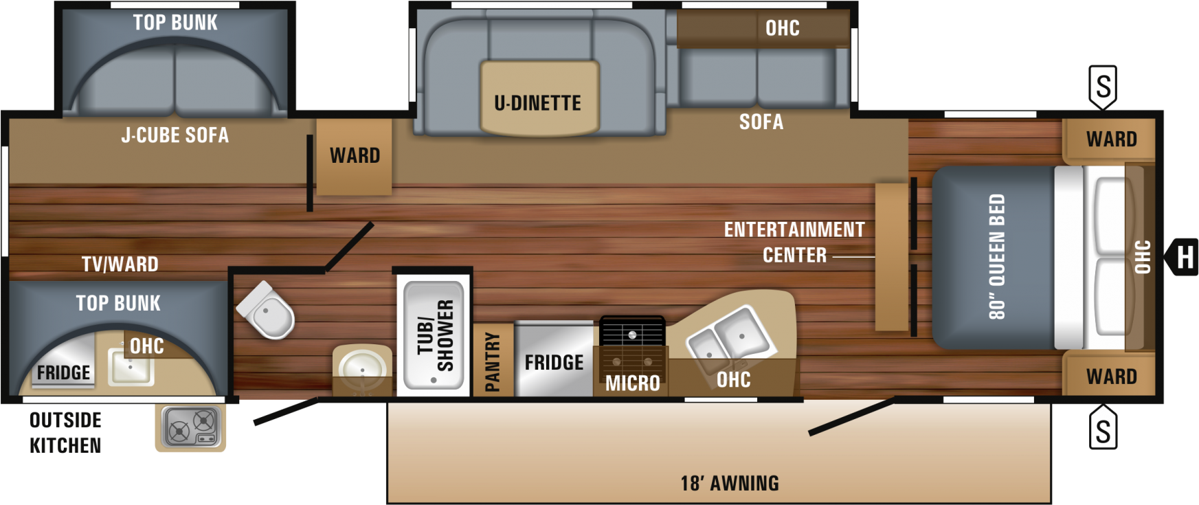 2018 Jayco Jay Flight 32bhds Tumbleweed - 2018 Jayco Jay Flight Slx 287bhs (1800x850), Png Download