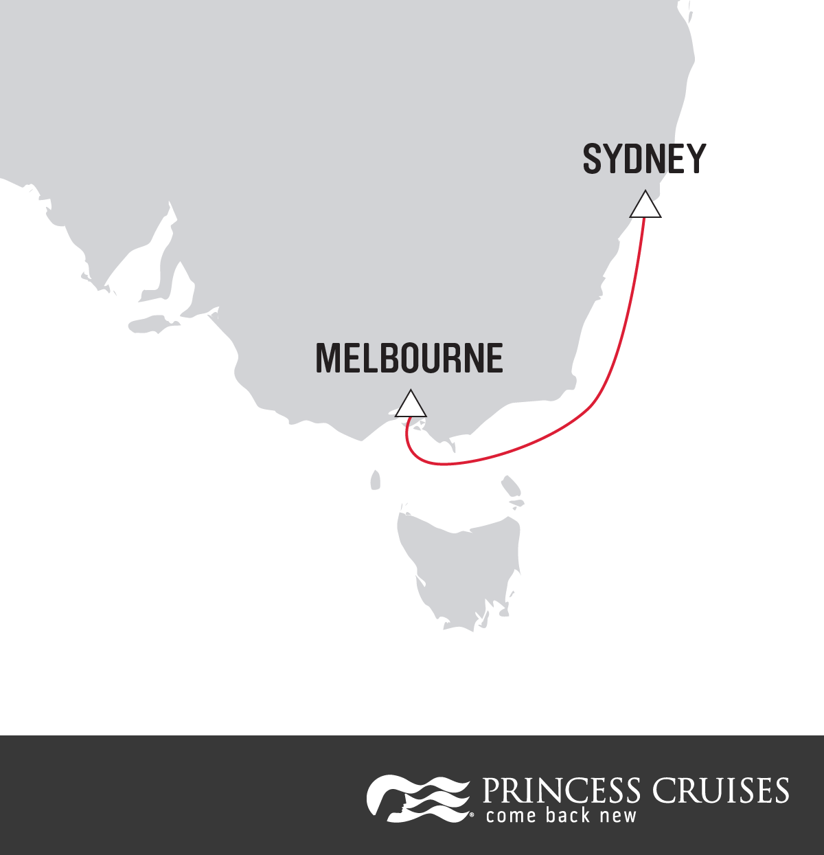 Sample A Princess Cruise - Australia Map (1200x1244), Png Download