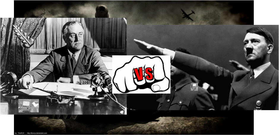 Fdr Gave His Freedom Speech Hitler Gave His May Day - Hitler Vs Fdr (940x456), Png Download