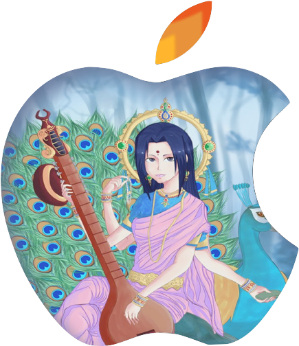 Saraswati Alpha Black - Saraswati With Peacock Drawing (734x650), Png Download