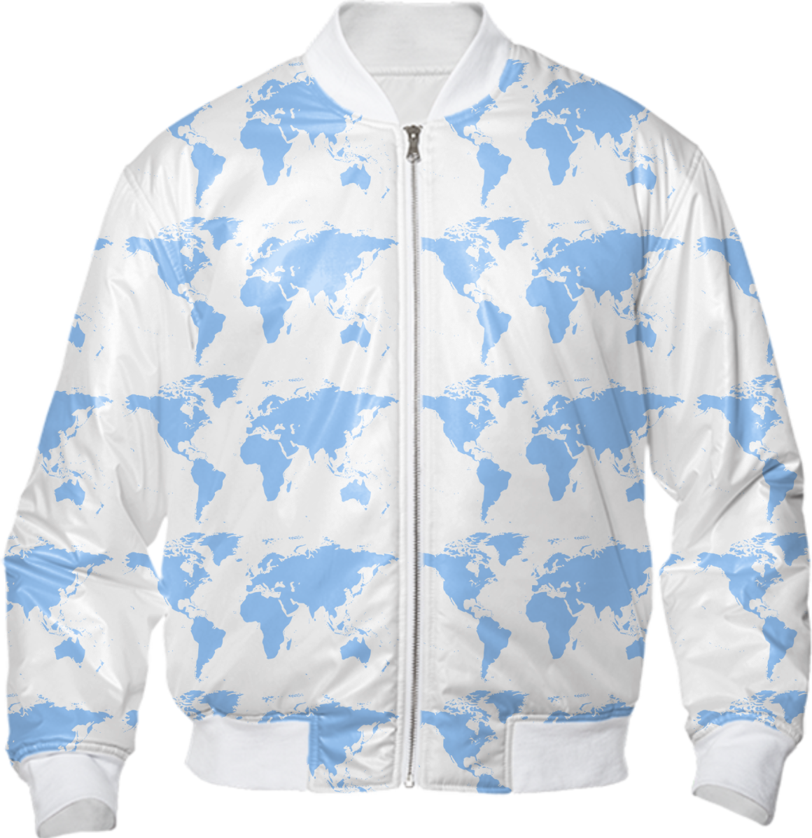 Shop Blue World Map Pattern Bomber Jacket Bomber Jacket - World Map (1160x1196), Png Download