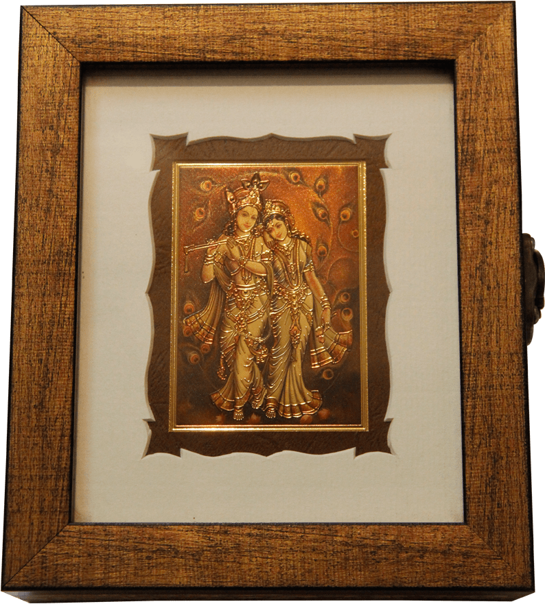 Buy Wooden Jewelery Box Adorned With Radha Krishna - Picture Frame (1000x941), Png Download