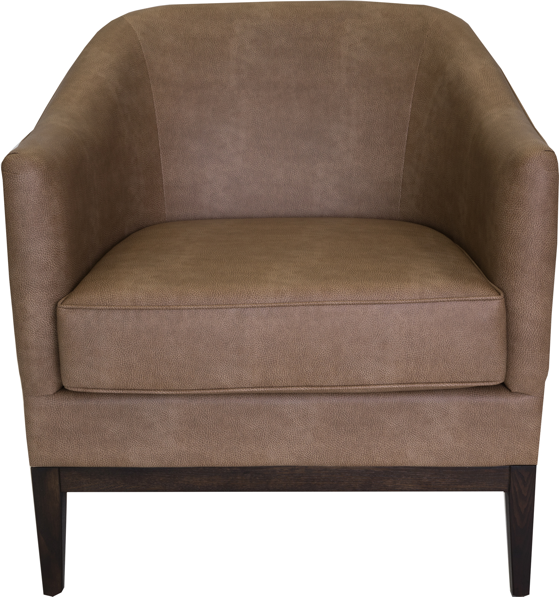 Brown Leather Upholstered Tub Chair With Curved Back - Club Chair (1999x2162), Png Download