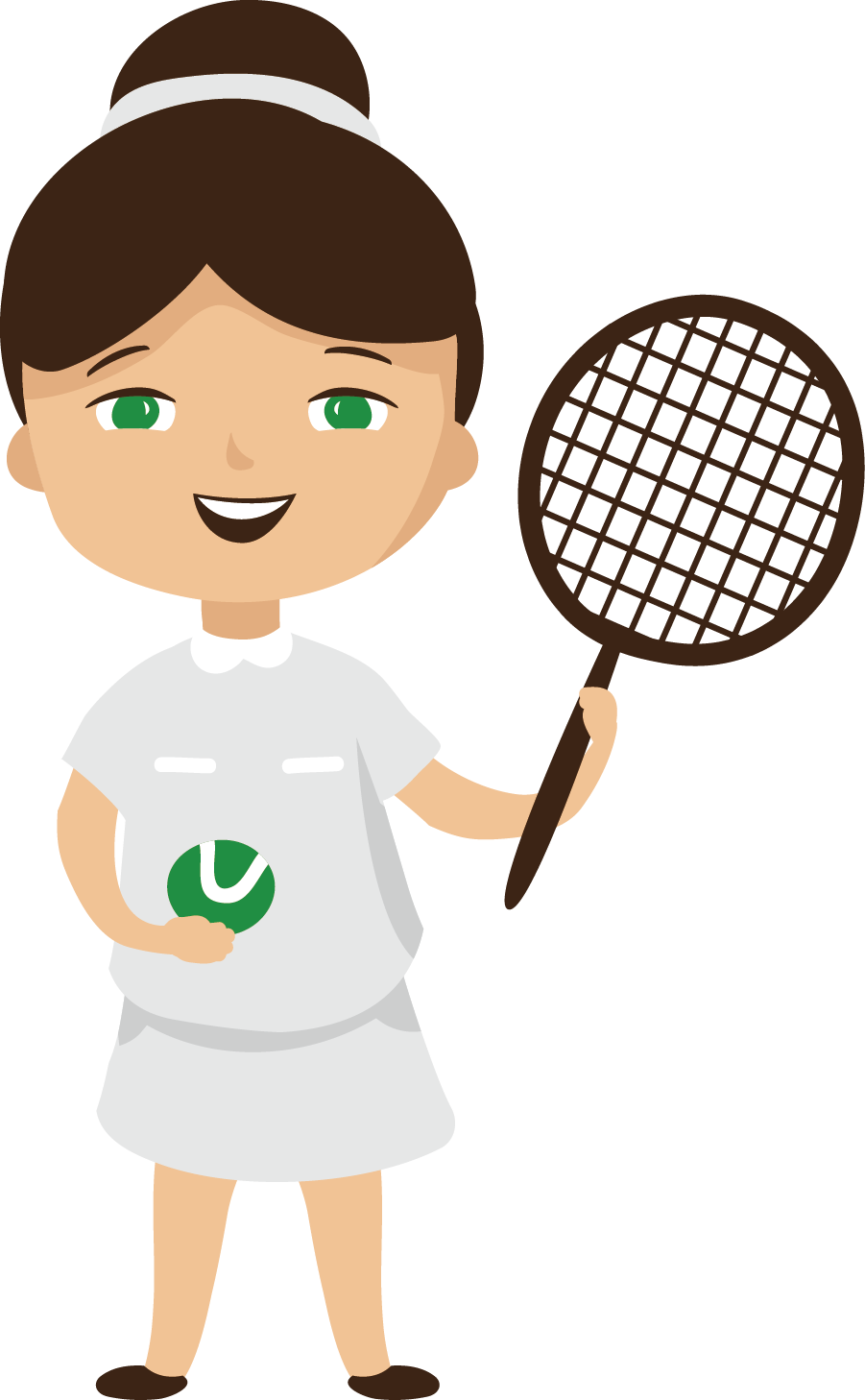 Tennis Girl Racket Illustration - Sports Equipment Cartoon Sport (901x1458), Png Download
