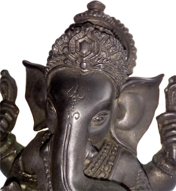 Lord Ganesh Ji Black Murti - Statue (589x640), Png Download