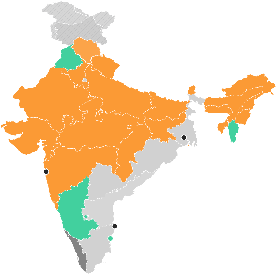 Can Bjp Retain Its Saffron Spread - Government In Indian States (1240x1000), Png Download