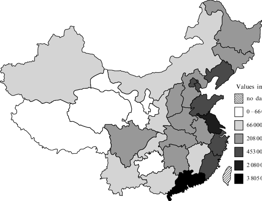 Value Of Imported And Exported Commodities, China, - Map Of China (850x653), Png Download