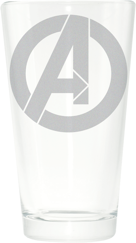 Avengers Logo Etched Drinking Glass - Pint Glass (850x850), Png Download