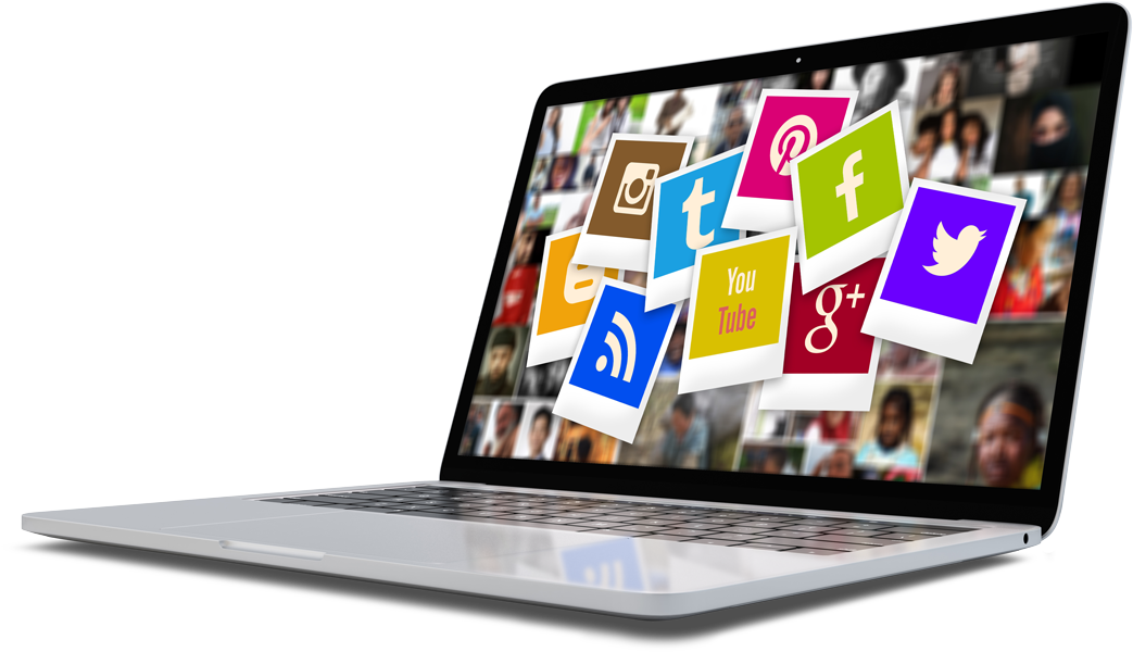 The Havoc Media Groups Social Media Marketing Report - Social Media Laptop Png (1080x720), Png Download