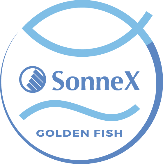 Sonnex Logo Goldenfish - Circle (560x564), Png Download