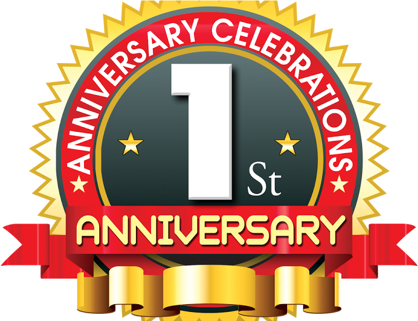 1st Anniversary Logo With Red Ribbon Psdfiles In Psd - 1st Anniversary Logo Png (1200x630), Png Download