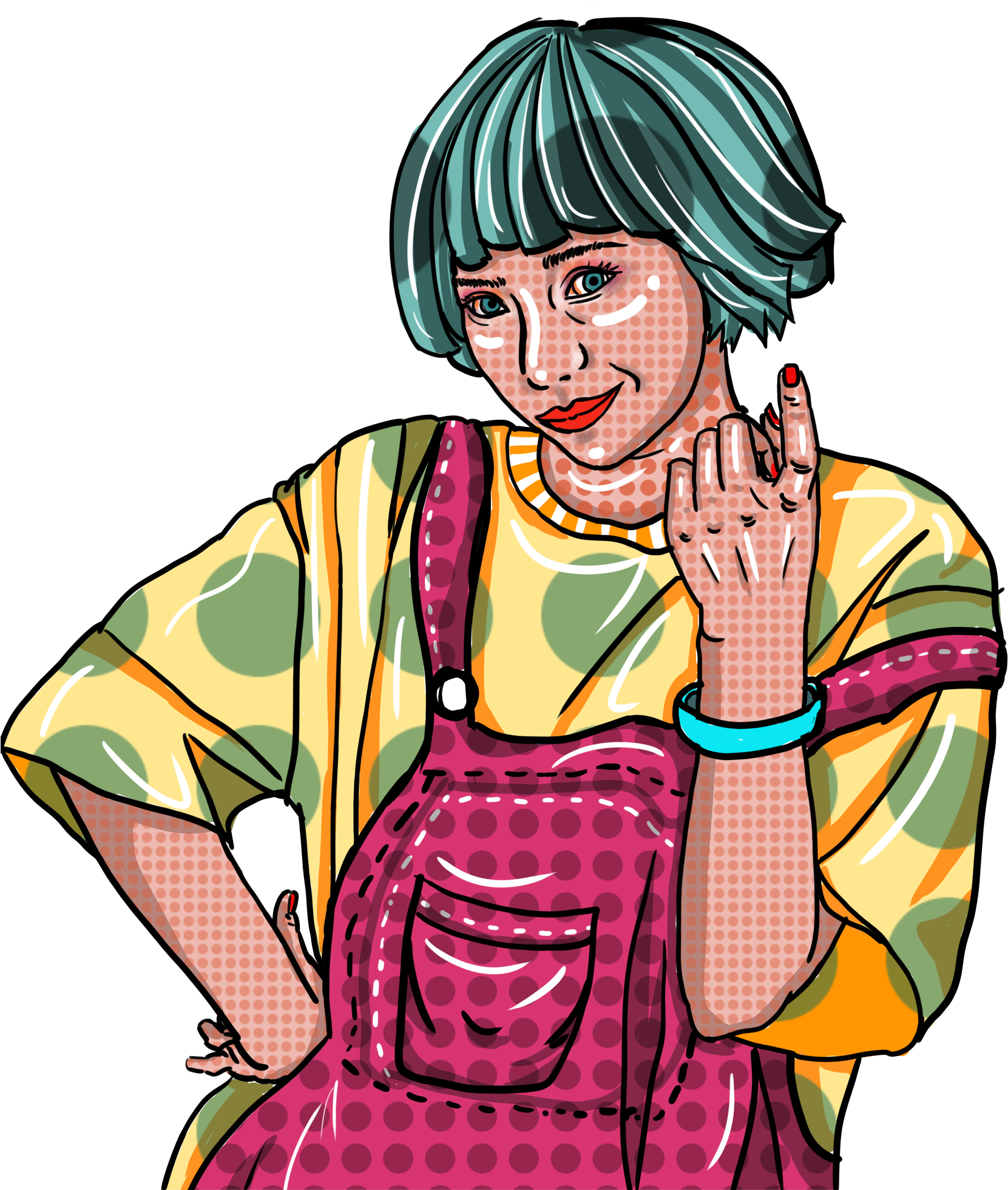 Pop Wind Hand Drawn Girl Png And Psd - Illustration (2000x2000), Png Download