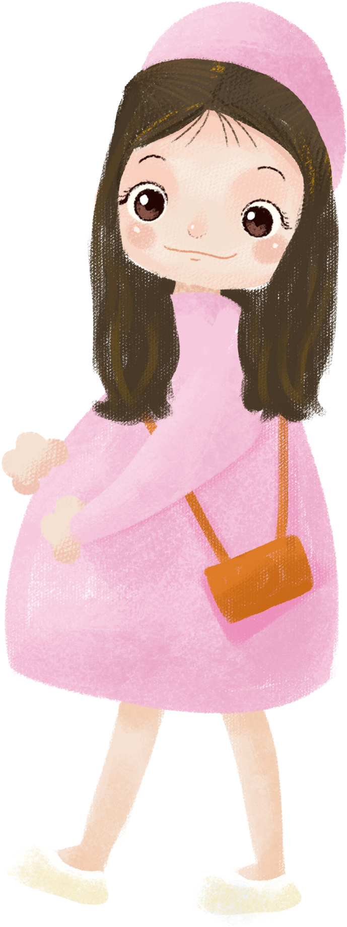 Cartoon Hand Drawn Illustration Pregnant Woman Png - Doll (2000x2000), Png Download