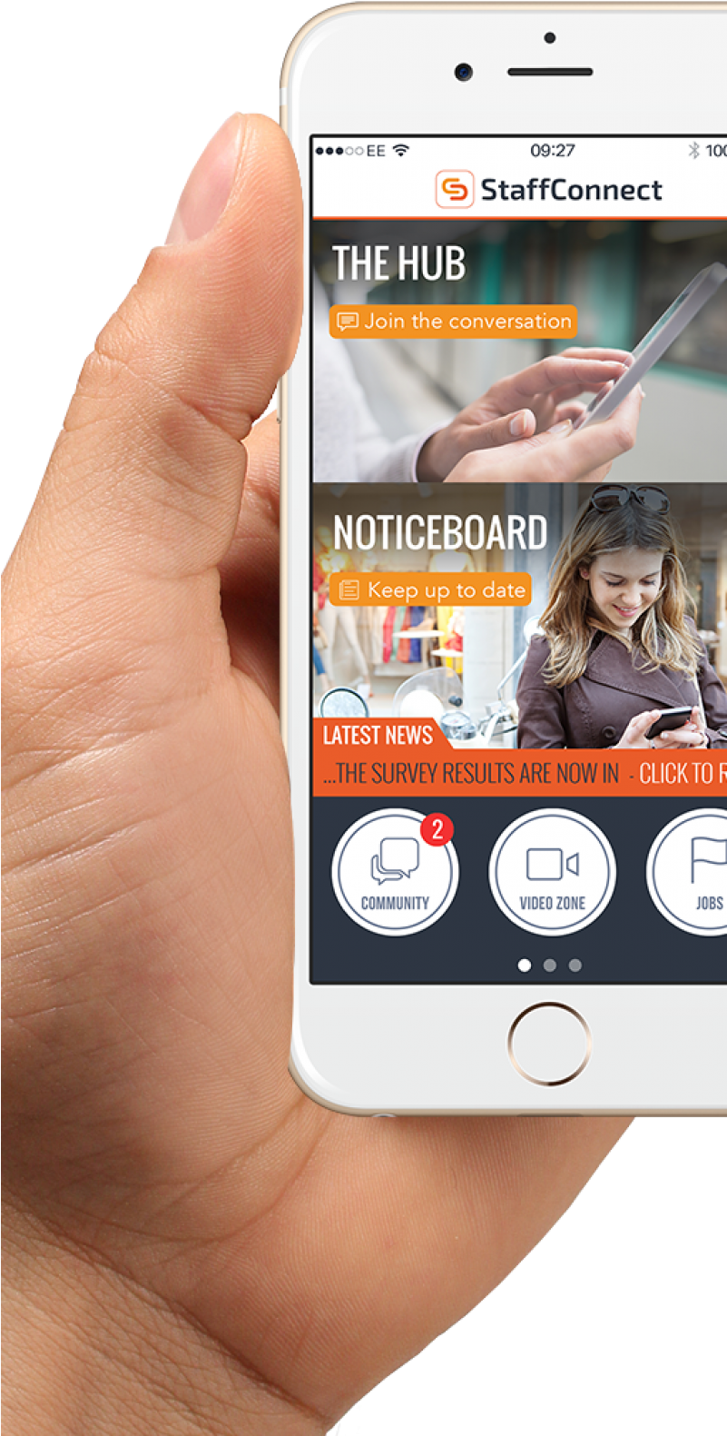 Staffconnect Internal Comms App In Iphone Hand - Girl (800x1600), Png Download