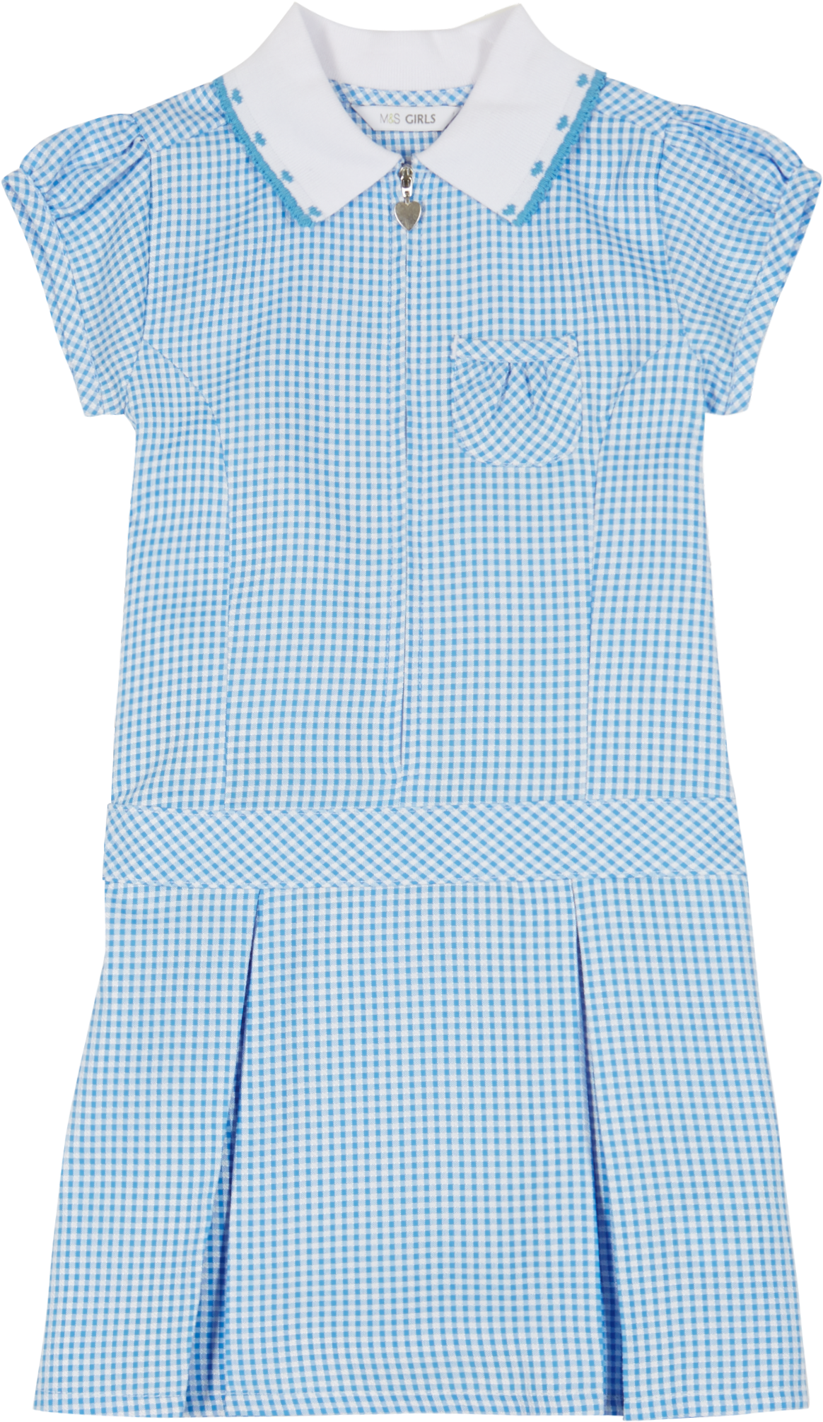 Blue Girls' Gingham Pleated Dress - Pattern (1920x2496), Png Download