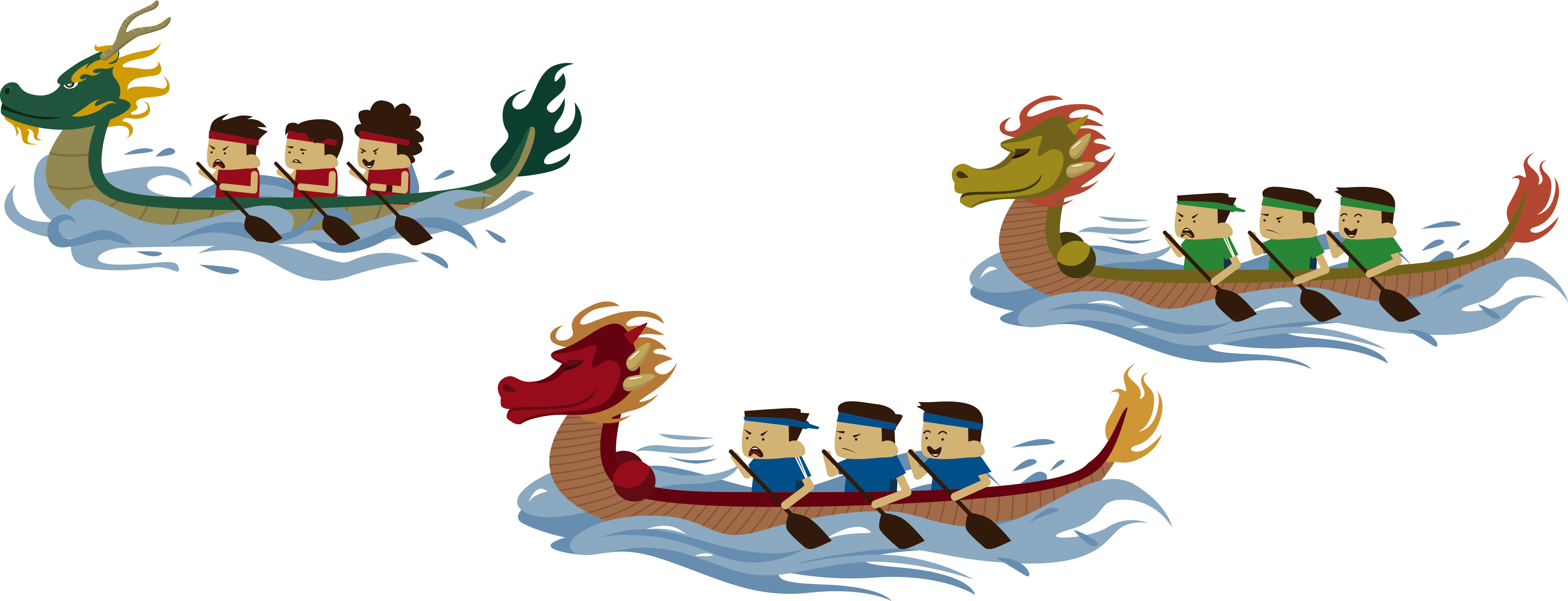 Dragon Boat Festival Png Image - Dragon Boat Cartoon (4351x1669), Png Download