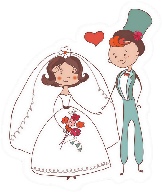 Mariage, Mariés Png, Dessin, Couple ♥ Married Clipart - Invitation (550x650), Png Download