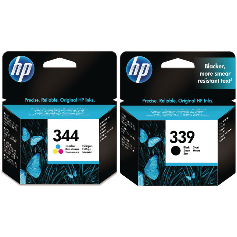 Hp 339 Black / 344 Tri Colour Dual Pack Cartridges - Hp 901 Ink Cartridges (777x777), Png Download