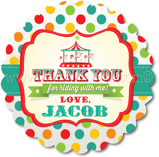 Vintage Carousel 1st Birthday Favor Tags - Circle (612x612), Png Download