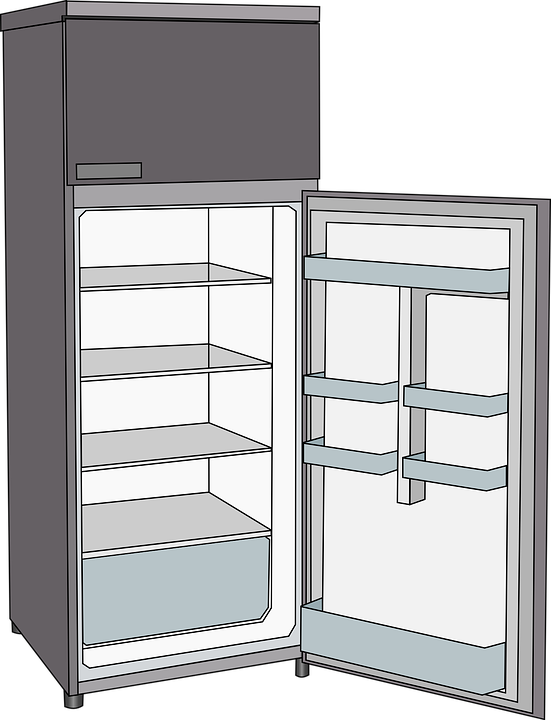 Banner Library Stock Fridge Drawing Old - Open Refrigerator Clipart (551x720), Png Download