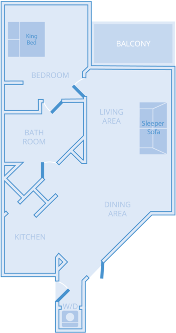 1 Bedroom, 1 Bath Condo Rental - Diagram (450x696), Png Download