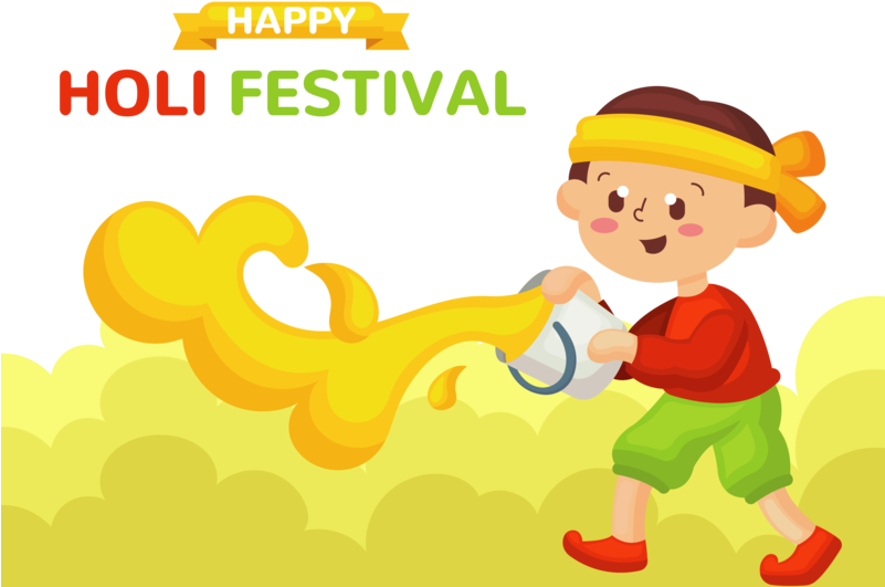 Happy Children Celebrating Holi Festival Holi Art Colorful - Cartoon (800x600), Png Download