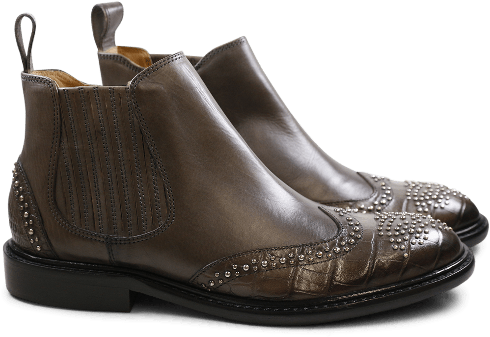 Ankle Boots Sally 46 Big Croco Stone Rivets Elastic - Work Boots (1024x1024), Png Download