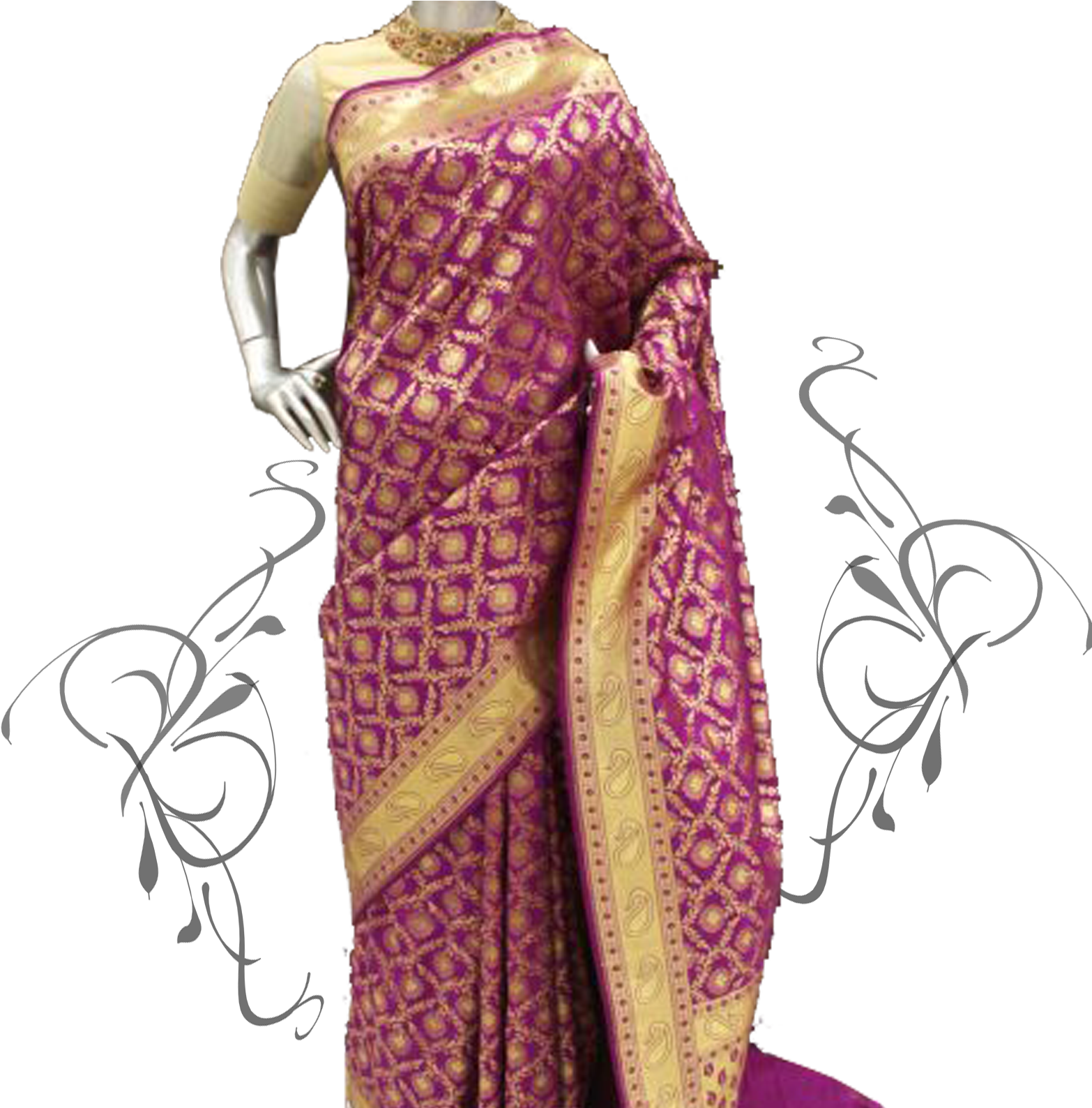 List Of Top 10 Trending Silk Sarees Suits For Your - Vines Clip Art (1587x1587), Png Download