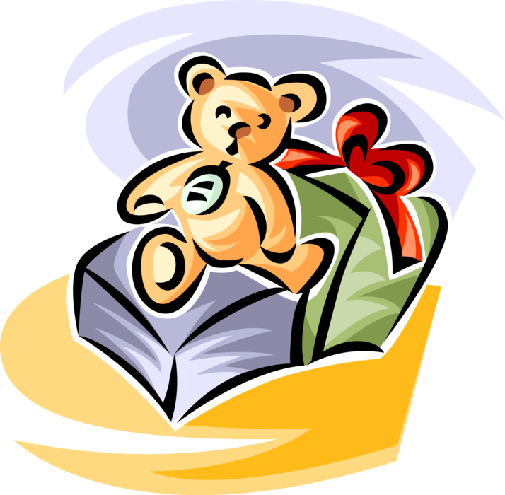 Vector Illustration Of Stuffed Animal Teddy Bear Christmas (714x700), Png Download