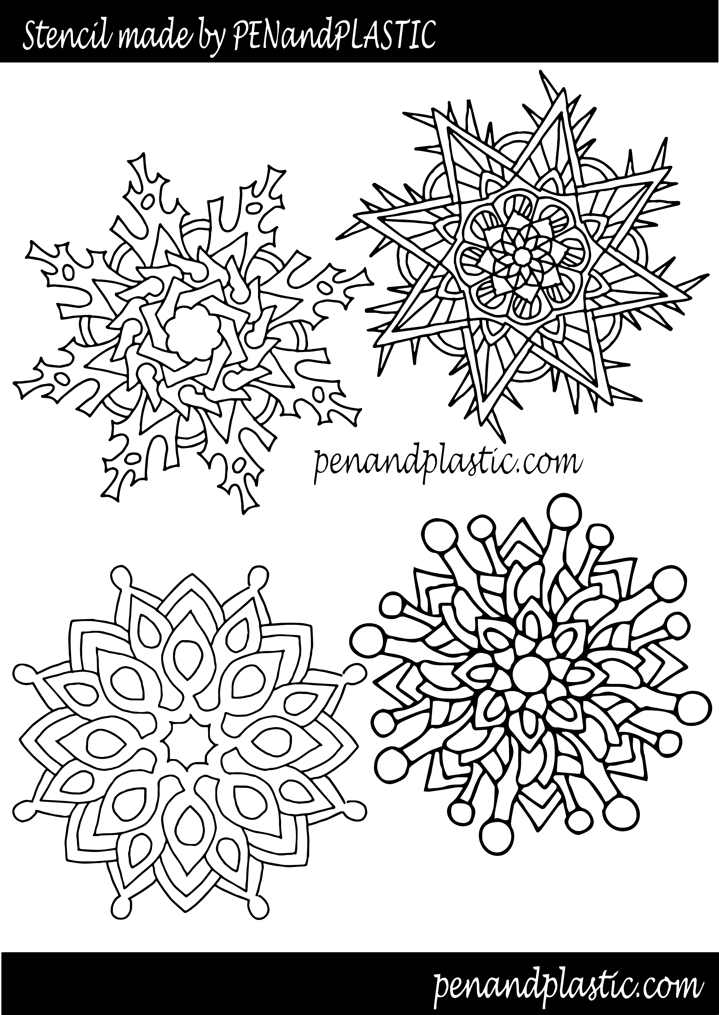 Snowflake Stencil - 3d Pen Templates Christmas (2484x3509), Png Download