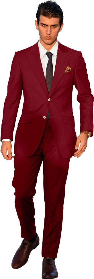 The Regal Maroon Legacy Lapels - Maroon Suit (600x1020), Png Download