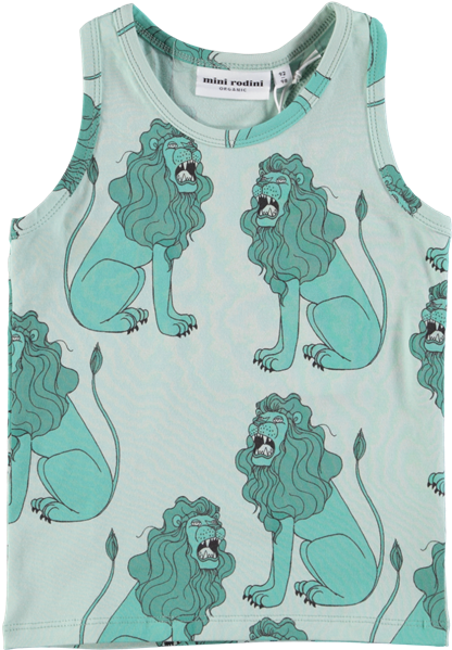 Picture Of Sleeveless Tiger Print Vest Top Light & - Mini Rodini T Shirt (600x600), Png Download