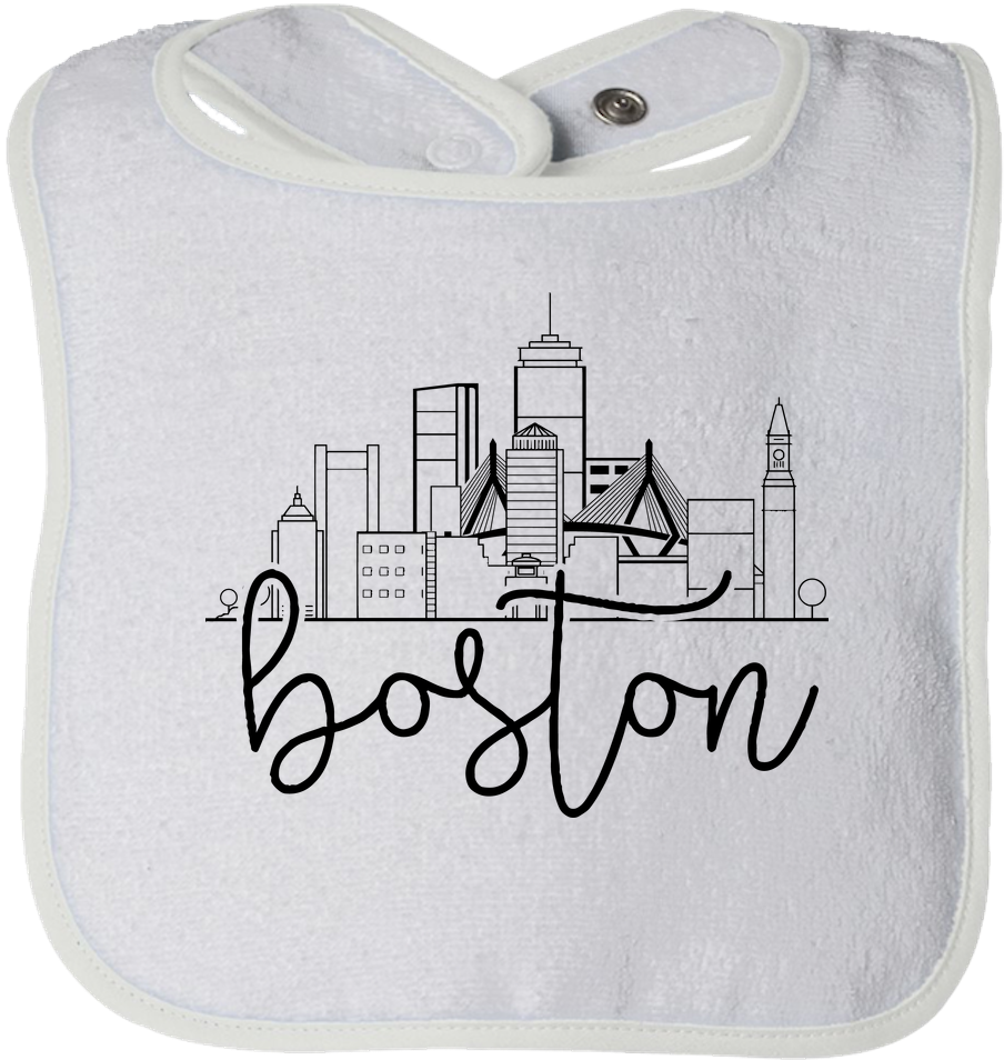 Boston City Skyline Baby Bib - Boston Cityscape Line Drawing (1000x1000), Png Download