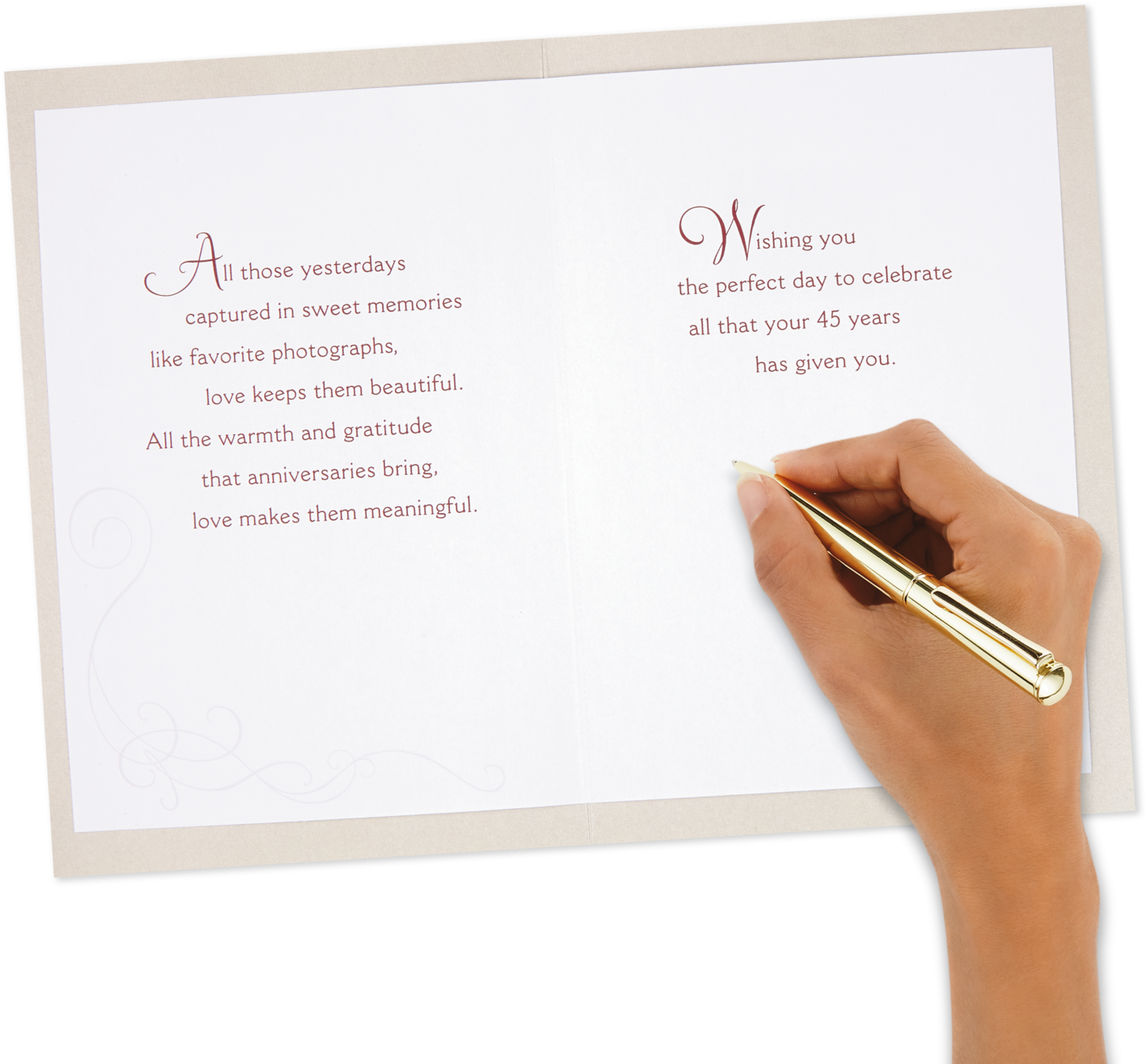 Scrollwork 45th Anniversary Card - Calligraphy (1470x1470), Png Download