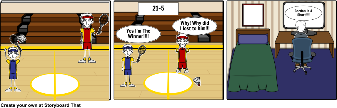 Scene Of Playing Badminton - Cartoon (1164x385), Png Download