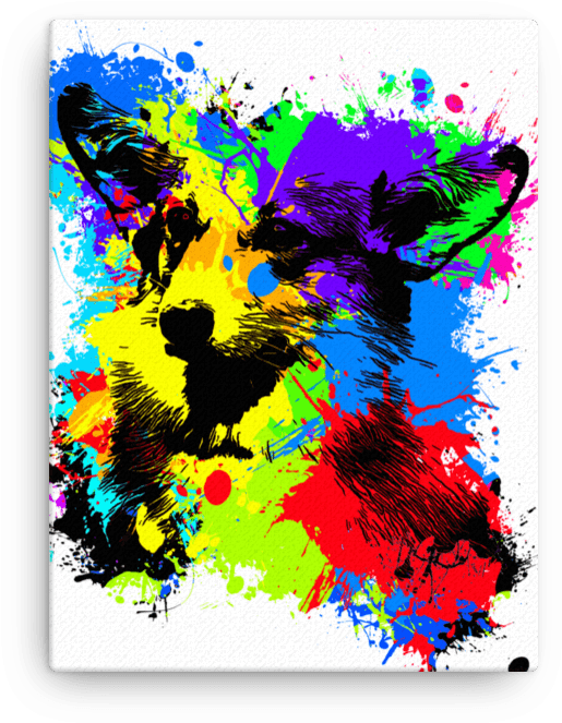 Pembroke Welsh Corgi Colorful Splash Paint Canvas - Visual Arts (1000x1000), Png Download