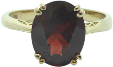 9ct Yellow Gold 3carat Garnet Filigree Ring - Engagement Ring (646x484), Png Download