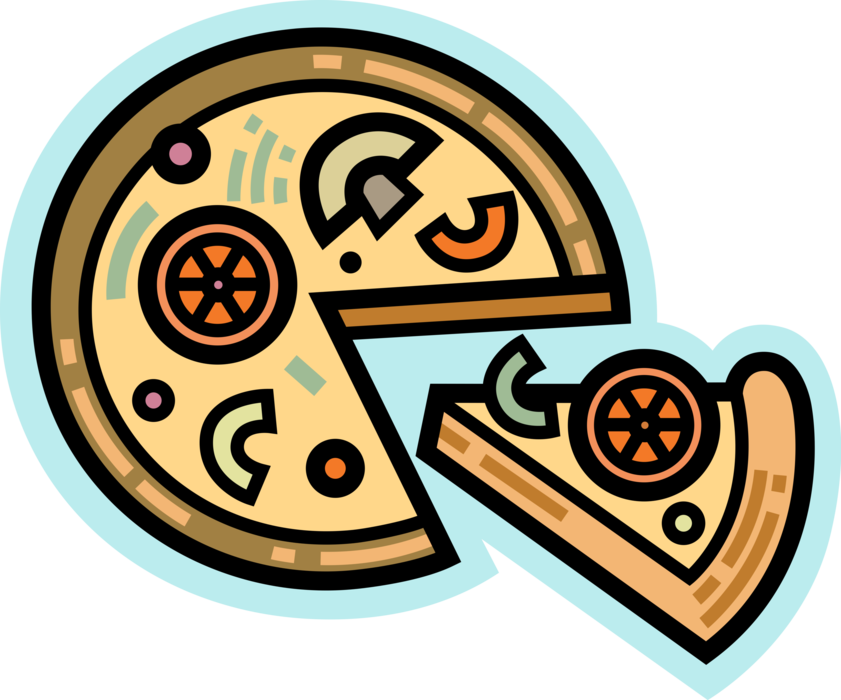 Vector Illustration Of Flatbread Pizza Topped With - Circle (841x700), Png Download